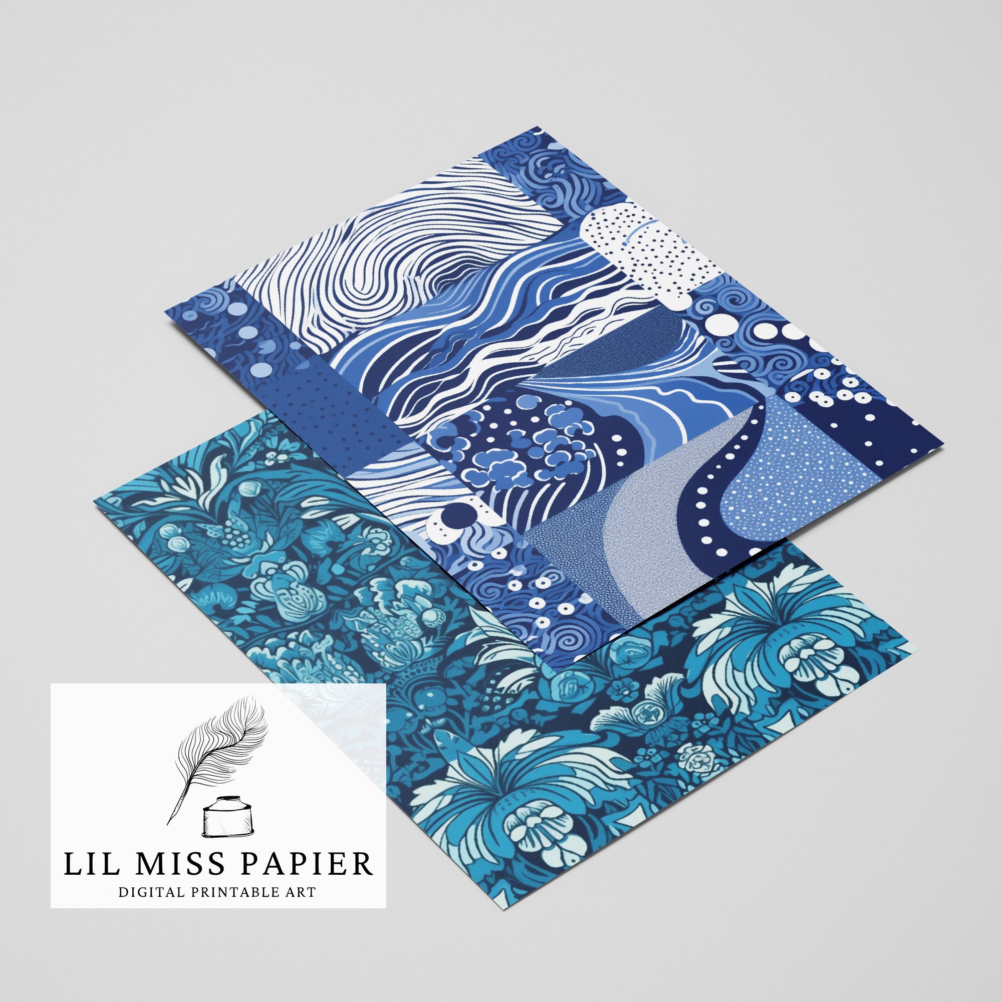 Blue Ocean Seamless Digital Paper Repeating Printable Pattern Fabric ...