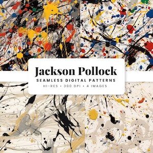 Jackson pollock impressão abstrata sem costura arte abstrata padrão sem costura pollock repetição para impressão de tecido sublimação uso comercial