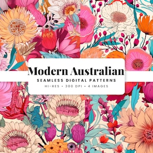 Australian Native Flower Seamless Print Australian Modern Seamless Pattern Floral Repeat for Fabric Printing Sublimation Commercial Use
