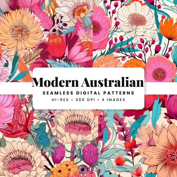 Australian Native Flower Seamless Print Australian Modern Seamless Pattern Floral Repeat for Fabric Printing Sublimation Commercial Use