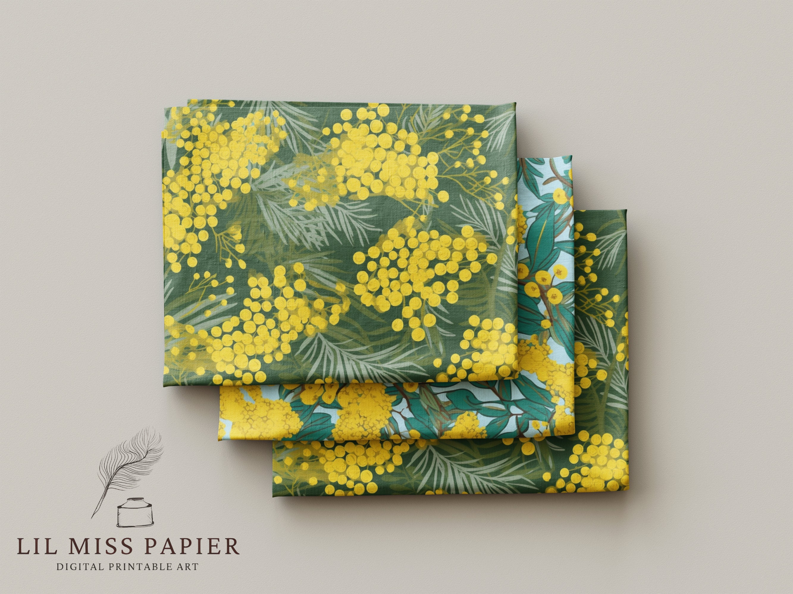Wattle Pattern Raymond Australian Wattle Seamless Digital Paper Repeating Printable Pattern ...