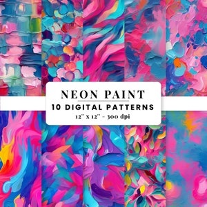 Neon verf getextureerde digitale naadloze patronen Neon prints digitale scrapbook papier Instant Download PNG sublimatie behang