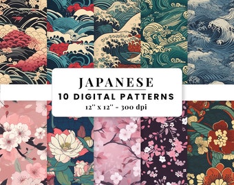 Japanese Sakura Seamless Digital Paper Repeating Printable Pattern Fabric & Commercial Use PNG