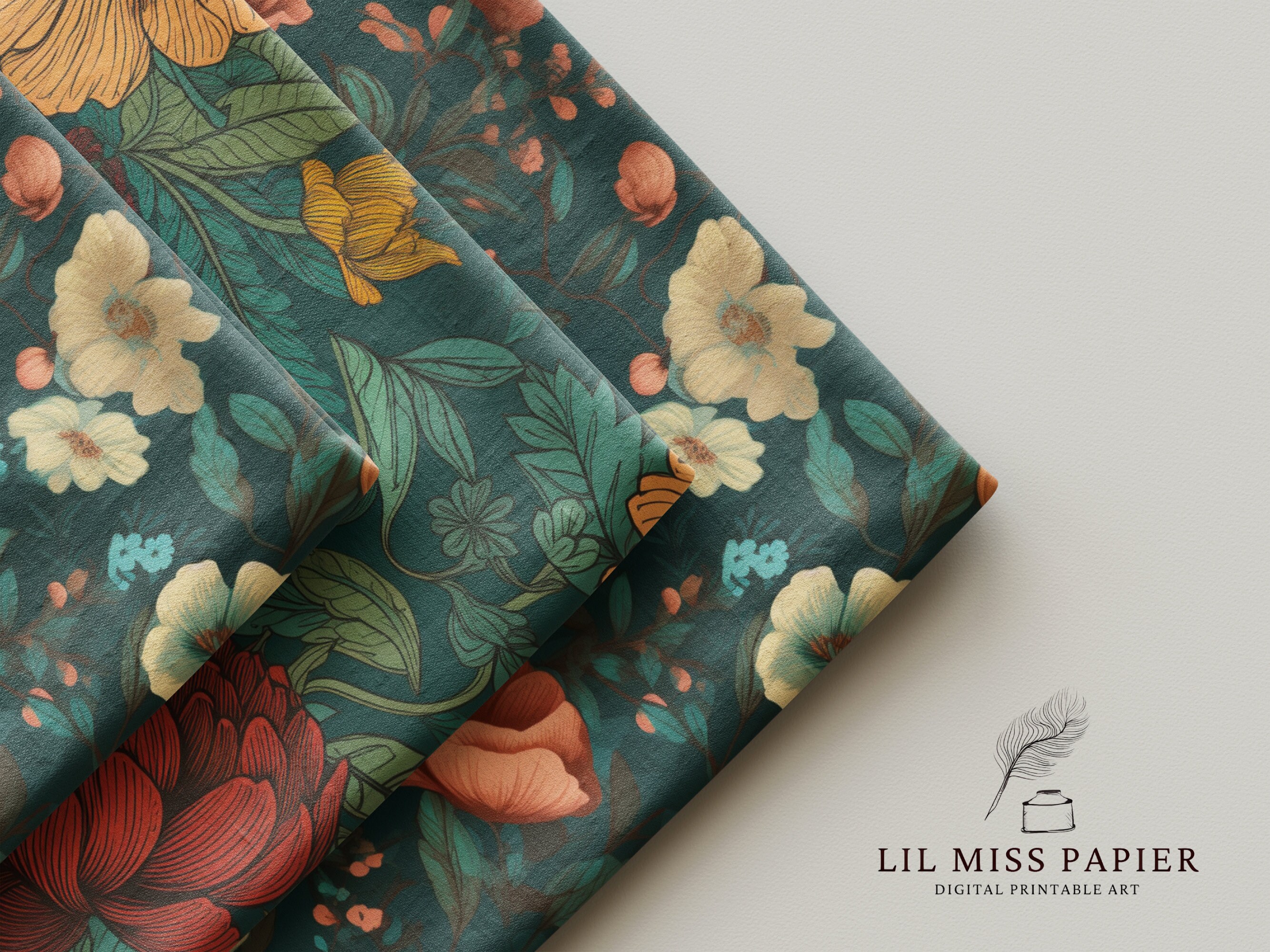 Floral Digital Paper Set, Seamless Rose Patterns (digital Download) - Etsy