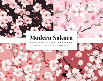 Digital Paper Seamless Pattern | Japanese Sakura Pattern Repeating Print | Fabric & Commercial Use JPG
