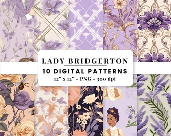 Bridgerton Digital Paper: Queen Charlotte Seamless Patterns (Digital Download)