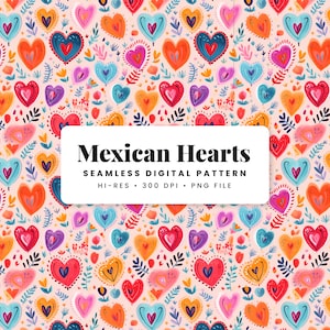 Mexican Hearts Seamless File Heart Repeat Mexico Seamless Heart Digital Pattern Commercial Use