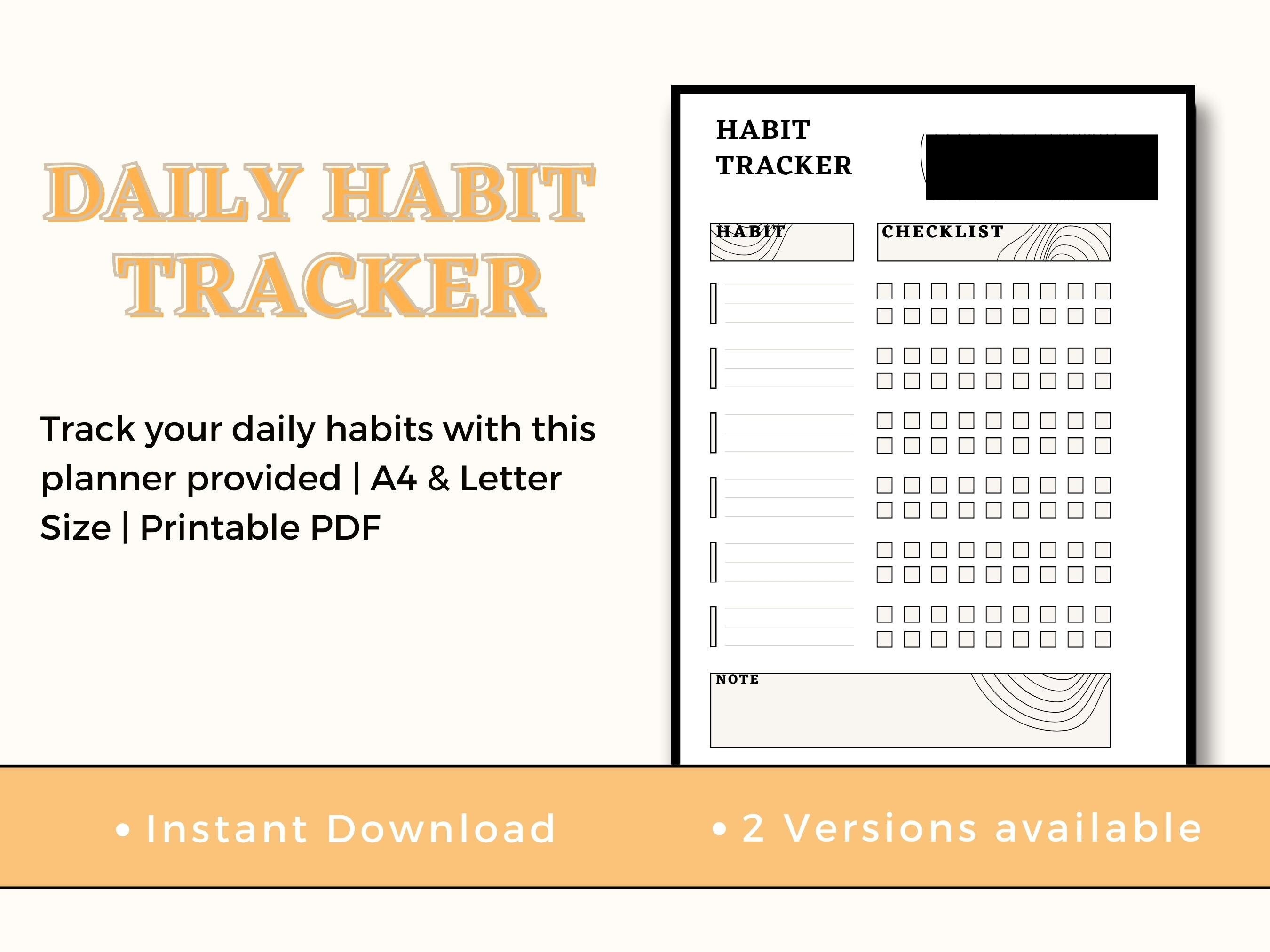 Daily Habit Tracker 2 Versions A4 Size Printable PDF - Etsy