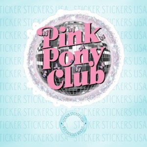 Pink Pony Club Disco Ball Sticker – Large 6&quot; Glossy Vinyl Decal | Chappell Roan Fan Art for Laptop, Water Bottle & More