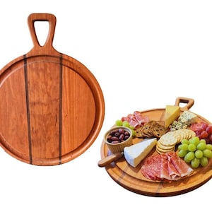Round Walnut Charcuterie Board | Handmade Walnut Serving Board | Large Cheese Board | Artisan Cutting Board | Gift for Host