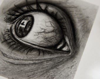 High quality pencil drawing , original physical graphite eye portrait , hand drawn, unique personalized gift idea