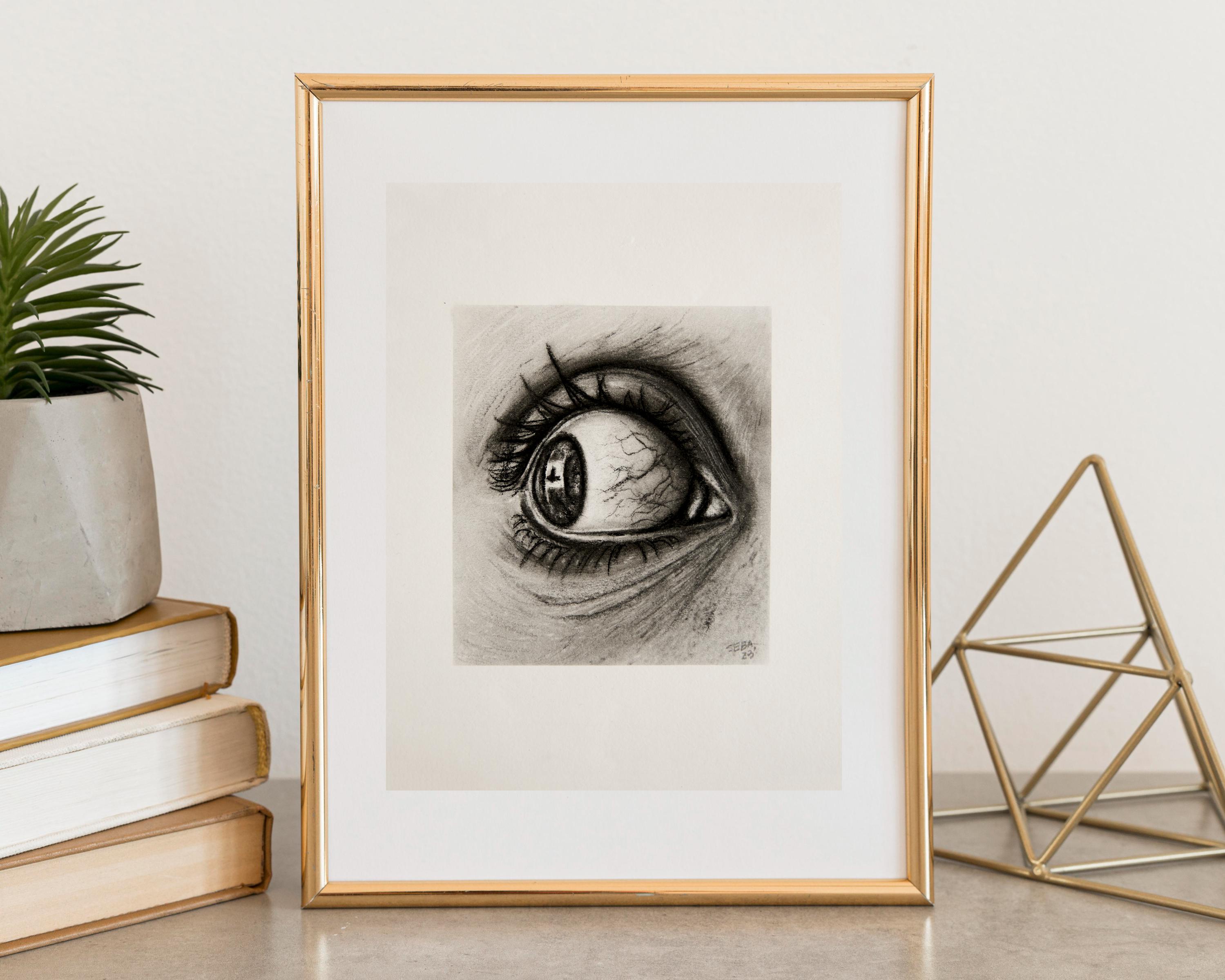 High Quality Pencil Drawing , Original Physical Graphite Eye Portrait ...