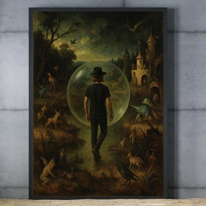 Surreal Fantasy Art Print: Hieronymus Bosch Inspired Dark Dreamscape