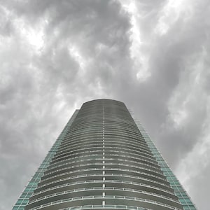 Babel Skyscraper Print – Surreal Architecture Photography – Tower Reaching the Clouds – Stormy Sky Wall Art – Modern Urban Decor