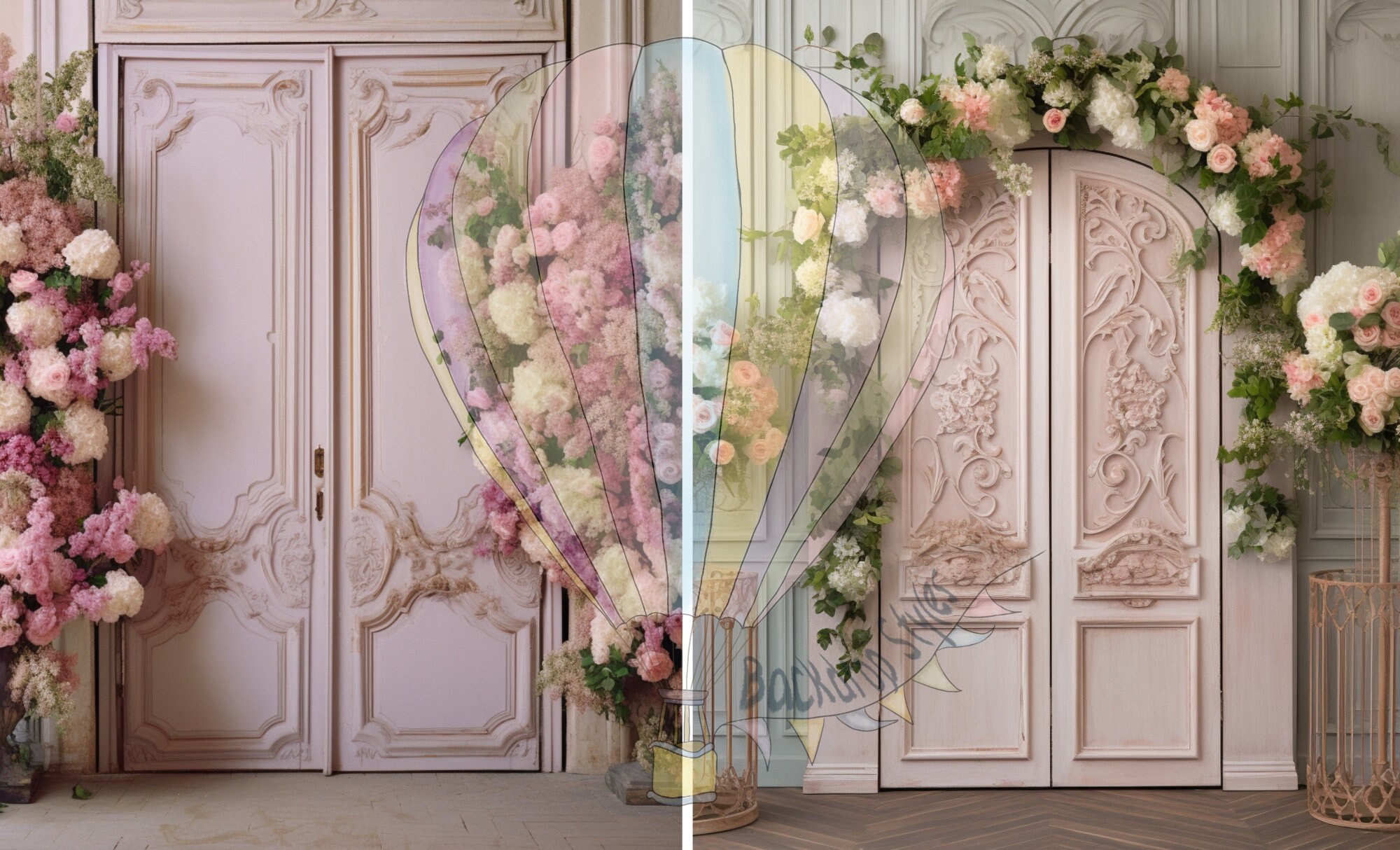 White Roses Overlay Wedding Backdrop: White Roses Wall Digital Overlays for - Etsy