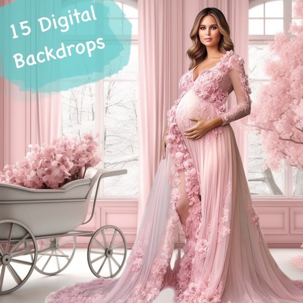 Baby Pink Stroller: Create Dreamy Maternity Portraits with Backdrop Pram, Perfect for Expecting Mothers