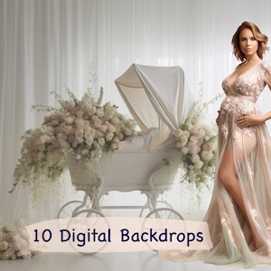 Transform Your Maternity Photography with Glam Floral Prams Digital Backdrops and Overlays: Fine Art Textures and Photoshop Effects Included