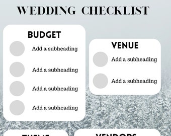 BUNDLE SET of 'A Timeless Guide' printable, fillable and editable wedding checklist template. Canva editable template, instant download PDF