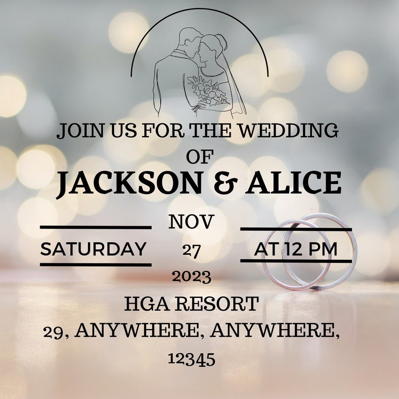 Easy Editable Wedding Invitation Template, Canva editable image 1