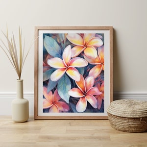 Frangipani Watercolor Print: Tropical Floral Wall Art