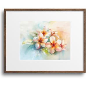 Frangipani Watercolor Print: Tropical Plumeria Flower Wall Art