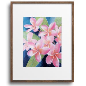 Pink Plumeria Flower Print: Tropical Botanical Wall Art