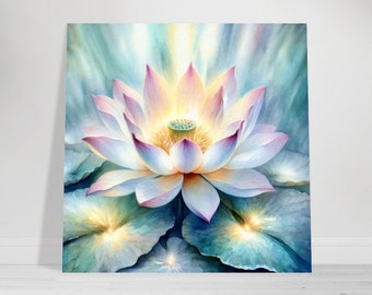 Lotus Flower Wall Art  - Spiritual Lotus Print - Nelumbo Watercolor Painting - Buddhism Symbolism Poster - Enlightened Lotus Wall Decor