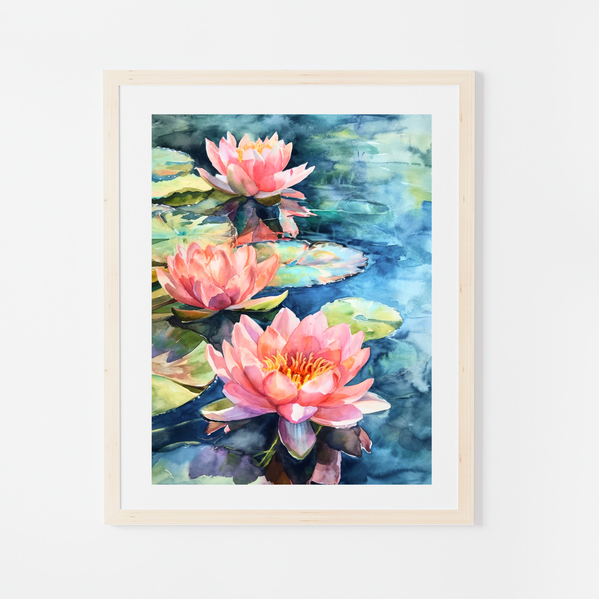 彩色〜いろいろ水彩画　睡蓮の上の出会い　値段は※900円です 睡蓮の水彩画：ピンクの花のボタニカルアート - Etsy 日本