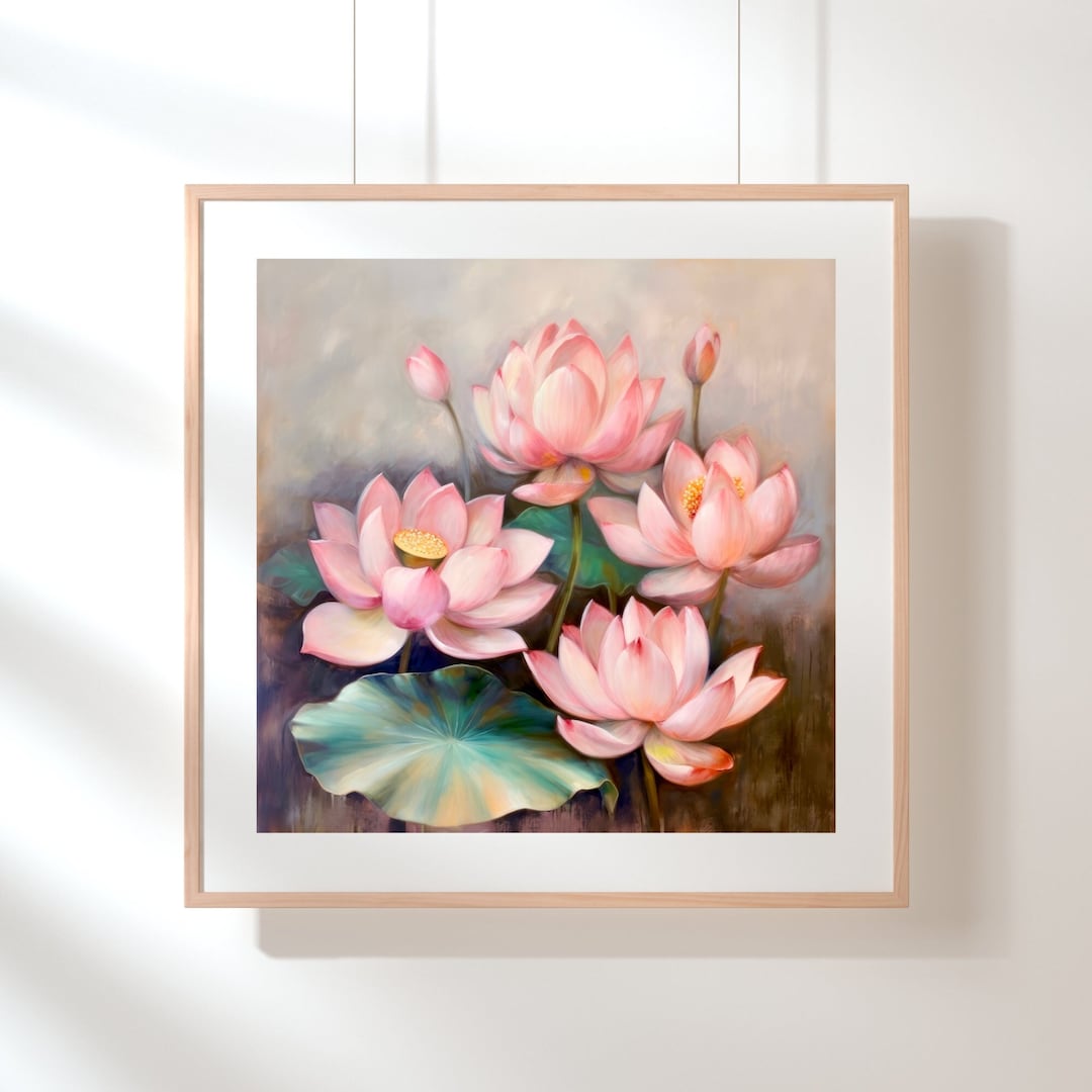 Lotus Flower Wall Art - Pink Flower Painting - Floral Fine Art Print ...