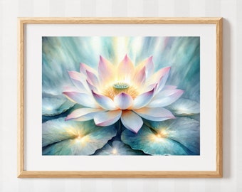 Lotus Flower Art Print: Spiritual Watercolour Poster