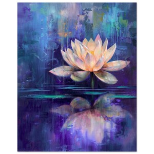 Lotus Flower Painting - Lotus Pond Fine Art - Water Reflections - Floral Wall Art - Print from Original - Premium Matte Paper 20x25 cm / 8x10″
