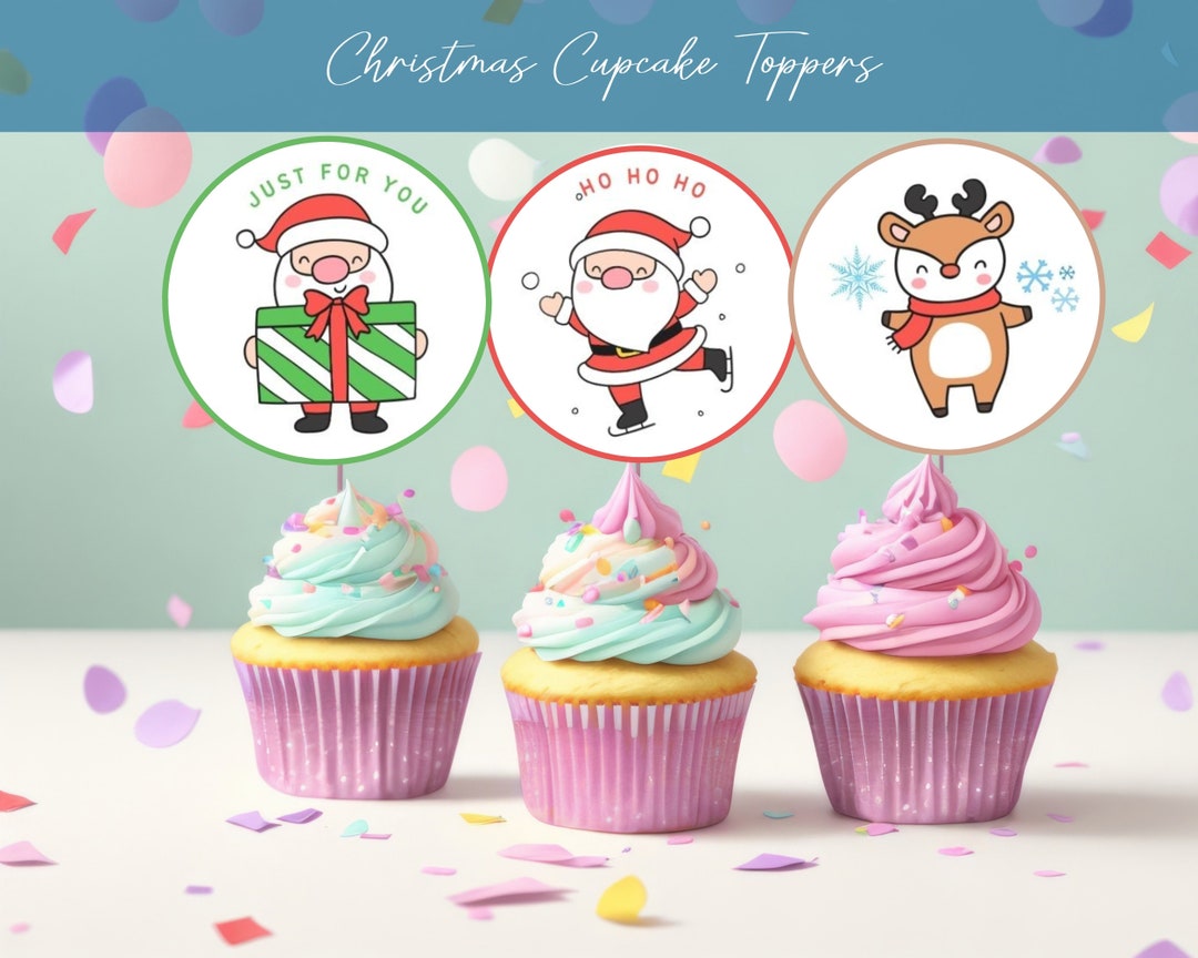 Xmas Cupcake Toppers DIY Round Cupcake Toppers Christmas Printable