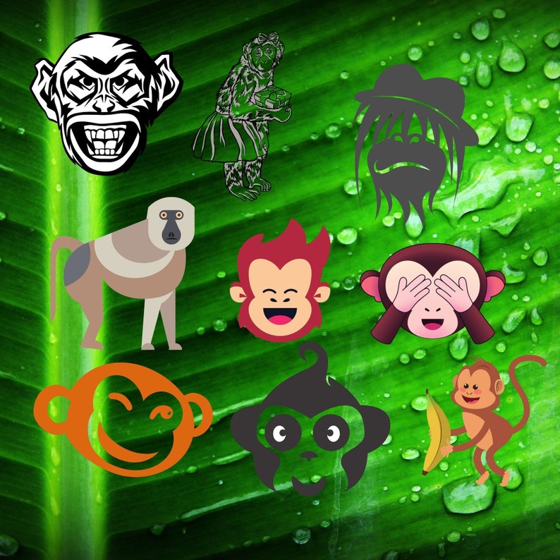 Monkeys Clipart, Monkey Clip Art, Little Monkeys Wall Art, Safari