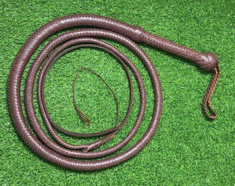 Handgefertigte Bullwhip aus Rindleder, Indiana Jones Style, strapazierfähig, 16 fädig, 4-5 Meter