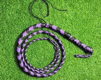 Handmade Purple & Black Nylon Bullwhip, Australian Style.