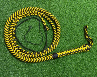 Handmade Yellow & Black Nylon Bullwhip, Australian Style, Para Cord