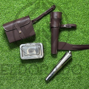 Leather Hunting Flask & Sandwich Case Saddle Set, Fox Hunting Equipment, Equestrian Gift