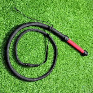 4 ft to 12 ft 12 plait Nylon Black and Red Bullwhip