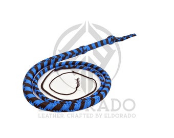 Handmade Black & Blue Paracord Bullwhip: 12 Plait Nylon, Shot Loaded