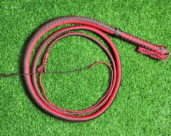 Handmade Brown & Red Nylon Bullwhip - 12 Plait