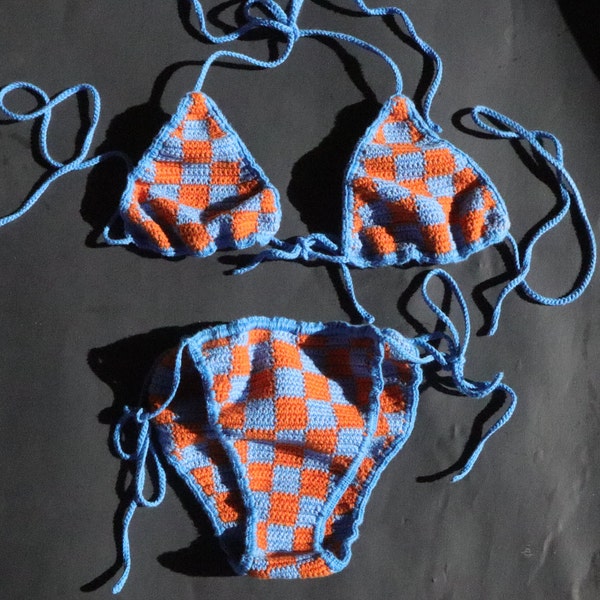 Blue Crochet Bikini Etsy