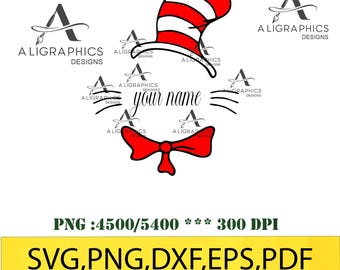 SVG de El Gato con Sombrero: Diseño de camiseta del Dr. Seuss (Descarga digital)