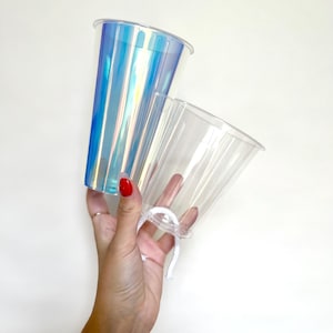 Self Watering Iridescent Plant Pots: Round Rainbow Holo Cup Planter