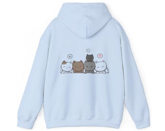 Kawaii Cat Row Hoodie | Cute Kitten Sweatshirt