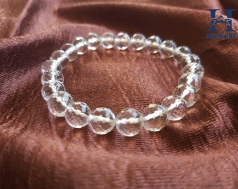 Clear Quartz Bracelet | Natural Gemstone Stretchy Bracelet for Men & Women | Healing Stone Beaded Jewelry