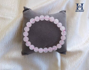 Natural Rose Quartz Stretchy Bracelet | Genuine Pink Crystal Beaded Bracelet for Love & Healing