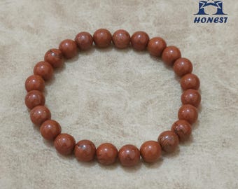 Natural Red Jasper Stretchy Bracelet | Healing Crystal Jewelry | Minimalist Everyday Gemstone Jewelry