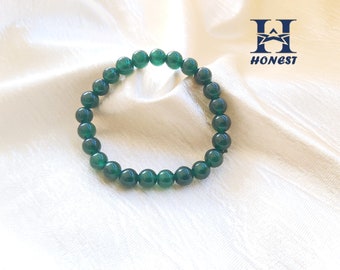 Natural Green Jade Stretchy Bracelet | Genuine Crystal | Minimalist Gemstone Jewelry | Healing Crystal | Handmade