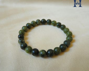 Natural Nephrite Green Jade Stretchy Bracelet | Healing Crystal Jewelry | Minimalist Gift | Spiritual Crystal