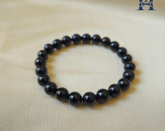 Natural Black Tourmaline Bracelet | Genuine Gemstone Beaded Bracelet | Protection Jewelry